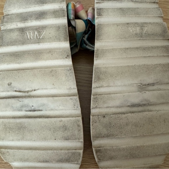 Zara Athletic Sandals Beige and Pastel Colorful Geometric Print Straps 39 (8) - Picture 7 of 9